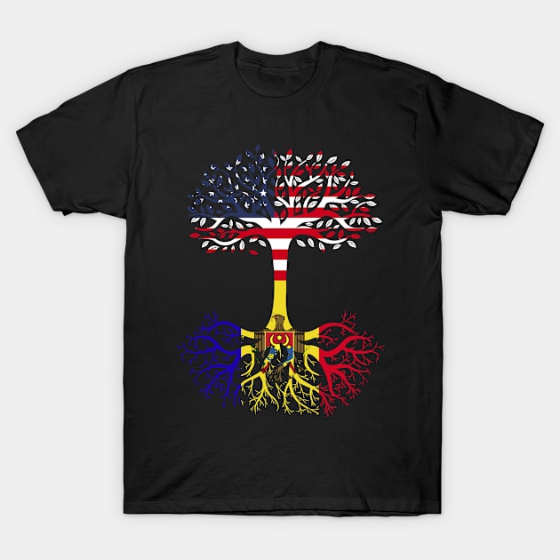 American Grown Moldova Roots Moldova Flag T-Shirt by BramCrye